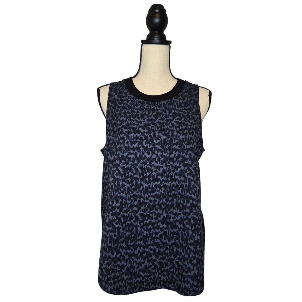:Athleta Zephyr Print Tank Top Womens Medium M Black Blue Leopard Animal Print